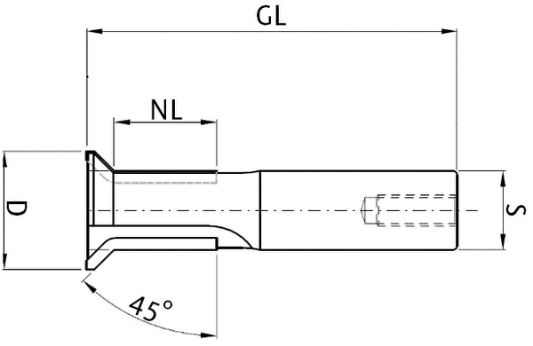 DP Profilfräser Z2, D=30mm, NL=26mm, GL=99mm, S=20mm, R