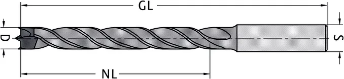 HW Spiralbohrer mit Rückenführung, D=18mm, NL=130mm, GL=200mm, S=13x50mm, R