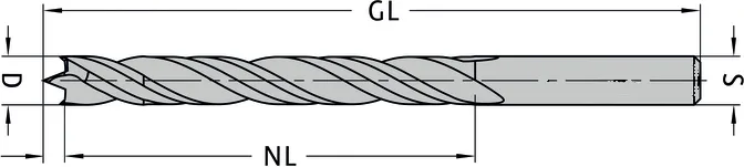 VHM Spiralbohrer mit Rückenführung, D=10mm, NL=90mm, GL=133mm, S=10x25mm, R