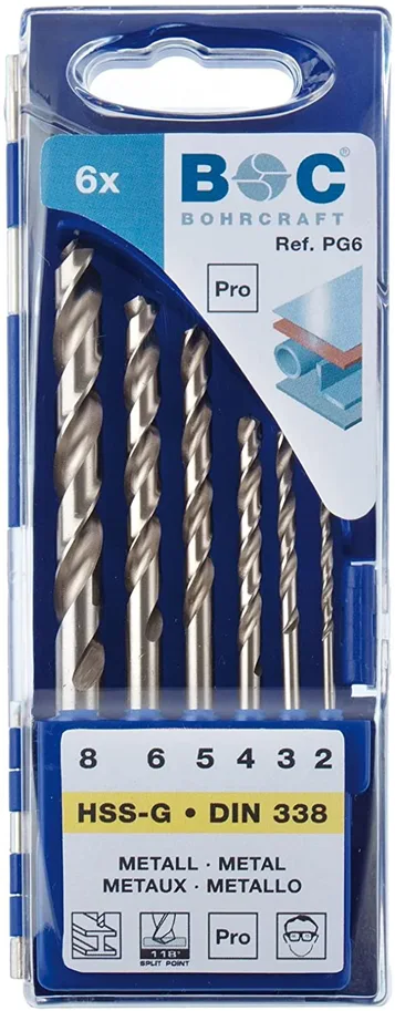 HS-G Spiralbohrer SET, 6-tlg. ø2.0-8.0mm, 1.0 steigend, Kunststoff Kassette