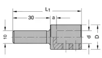 Bohrerspannfutter, D=19mm, GL=55mm, d=10mm, a=7mm