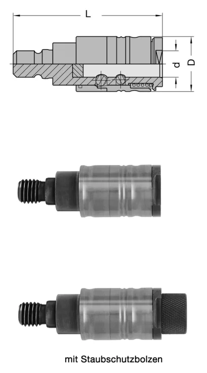 JSOfix Schnellwechselfutter, D=20mm, GL=56.5mm, d=10mm, M8, R