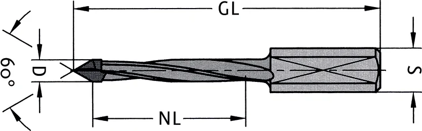 HW Dübelbohrer mit Rückenführung, D=5mm, NL=25mm, GL=70mm, S=10x25mm, L