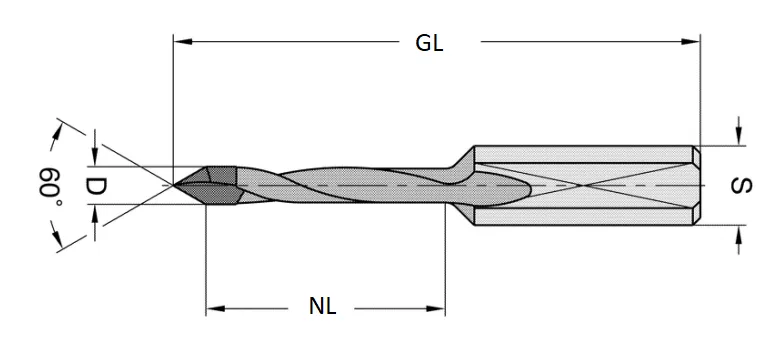 HW Dübelbohrer, D=5mm, NL=22mm, GL=57.5mm, S=10x25mm, R