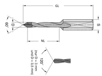 VHM Dübelbohrer, D=3.5mm, NL=30mm, GL=70mm, S=10x25mm, R