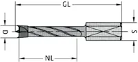 HW Dübelbohrer mit Rückenführung, D=16mm, NL=80mm, GL=110mm, S=10x30mm, R