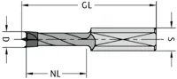 HW Dübelbohrer, D=5mm, NL=44mm, GL=77mm, S=10x30mm, L