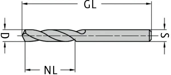 VHM Spiralbohrer, D=4mm, NL=22mm, GL=58mm, R