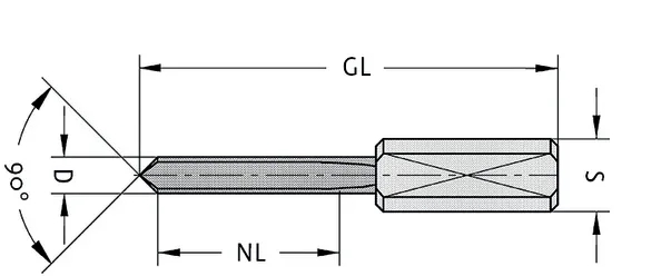 VHM Bohrstift, D=6mm, NL=25mm, GL=57.5mm, S=10x25mm, R/L