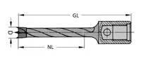 HW Dübelbohrer mit Innengewinde, D=10mm, NL=47mm, GL=80mm, IG M10, R