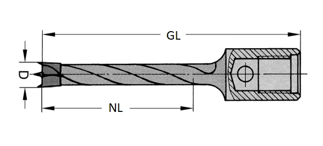 HW Dübelbohrer mit Innengewinde, D=10mm, NL=47mm, GL=80mm, IG M10, R