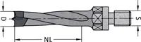 HW Dübelbohrer mit Aussengewinde M8, D=8mm, NL=45mm, GL=63mm, L