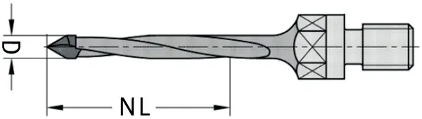 HW Dübelbohrer mit Aussengewinde M10, D=5mm, NL=40mm, GL=65mm, L