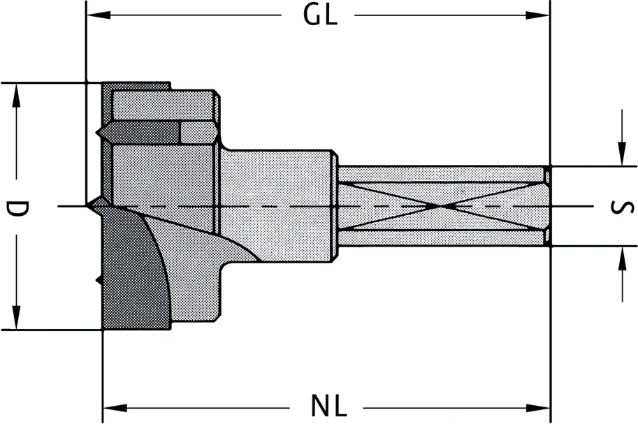 HW Zylinderkopfbohrer Z2+2, D=18mm, GL=57.5mm, S=10x26mm, R