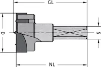 HW Zylinderkopfbohrer Z2+2, D=25mm, GL=57.5mm, S=10x26mm, L