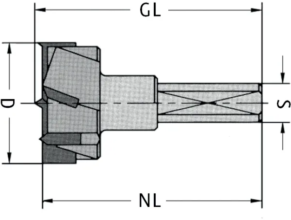 HW Zylinderkopfbohrer Z3+3, D=35mm, GL=57.5mm, S=10x26mm, R