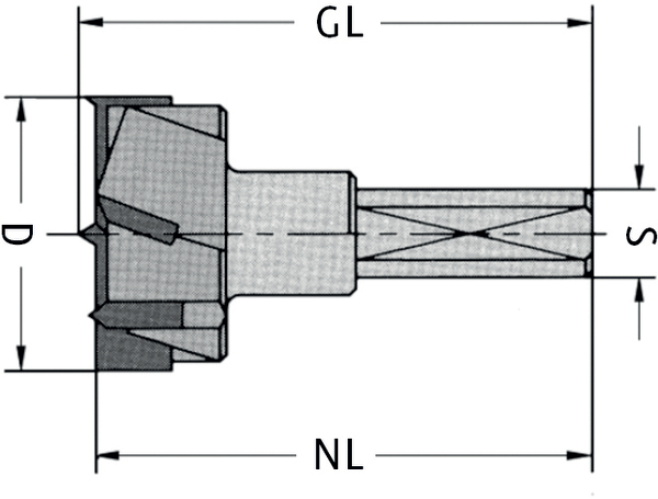 HW Zylinderkopfbohrer Z3+3, D=35mm, GL=57.5mm, S=10x26mm, L