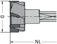 HW Zylinderkopfbohrer ohne Zentrierspitze Z3+3, D=35mm, GL=57.5mm, S=10x26mm, R