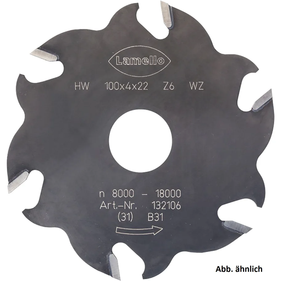 HW Lamellen Nutfräser, D=100mm, B=3.95mm, d=30mm, Z2, V4
