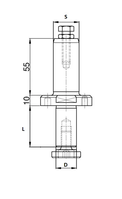 Aufnahmeschaft für Schleifwalze, D=30mm, GL=163mm, S=25mm