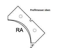 HW Profilmesser R17, oben zu WPL Abrund -/Viertelstabfräser R16-R20 (C075-1620-O), 19.7x40x2mm
