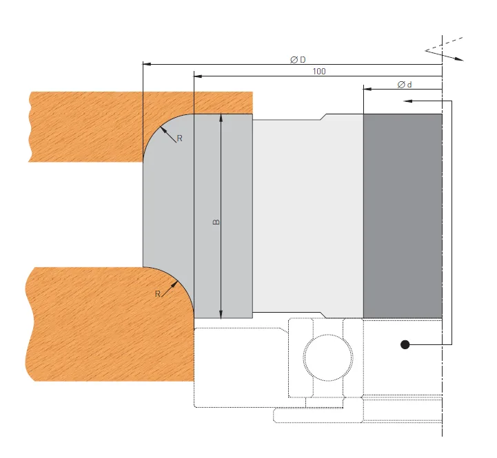 HW Profilmesser R40, TOPCUT, zu Viertelstabfräser konvex