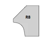 HW Radius-Fasemesser, 24x20.0x2mm, R8/Typ E