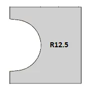 HW Pofilmesser "Halbstab", 40x30x2mm, R12.5