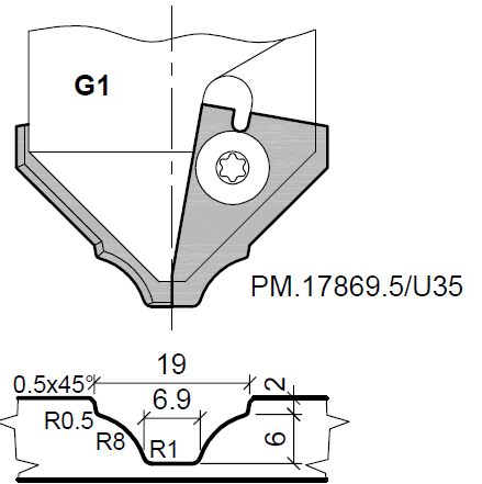 HW Profilmesser zu WPL Universal Muldenfräser Gr.1 für CNC (C236)