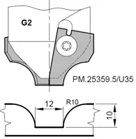 HW Profilmesser zu WPL Universal Muldenfräser Gr.2 für CNC (C236)