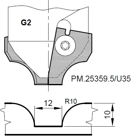 HW Profilmesser zu WPL Universal Muldenfräser Gr.2 für CNC (C236)