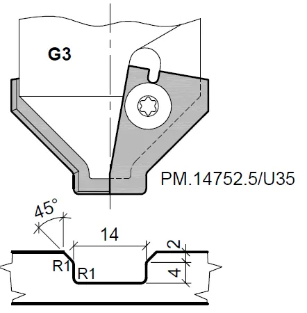 HW Profilmesser zu WPL Universal Muldenfräser Gr.3 für CNC (C236)