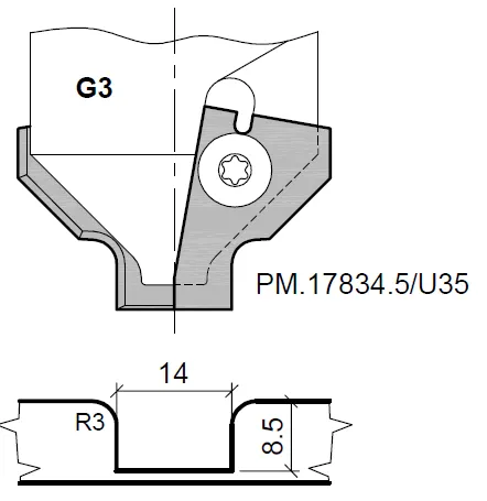 HW Profilmesser zu WPL Universal Muldenfräser Gr.3 für CNC (C236)