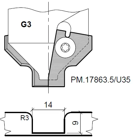 HW Profilmesser zu WPL Universal Muldenfräser Gr.3 für CNC (C236)