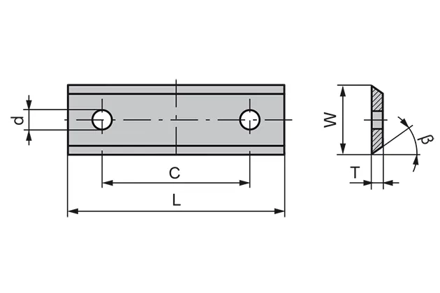HW Wendeplatte 30x12x1.5mm, 4-seitig, 2-loch, HW02