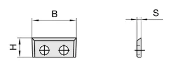 HW Wendeplatte 17.5x7x1.5mm, 4-seitig, 2-loch, HW01