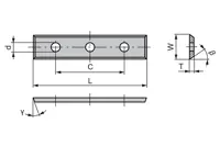 HW Wendeplatte 50x12x1.7mm, 4-seitig, 3-loch, HW03