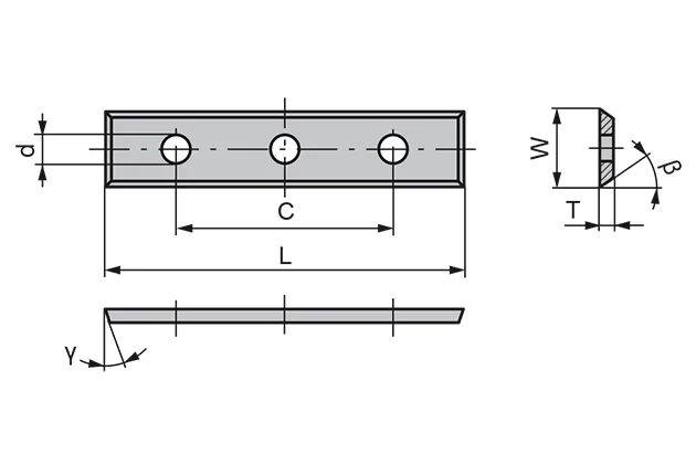 HW Wendeplatte 50x12x1.7mm, 4-seitig, 3-loch, HW03