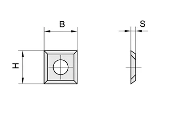 HW Wendeplatte 14x14x2mm,4-seitig, 1-loch, HW29