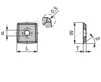 HW Vorschneider 4-schneidig ER0.5, 30°, 15x15x2.5mm, KCR08