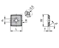 HW Vorschneider 4-schneidig ER0.5, R115, 30°, 15x15x2.5mm, CT0PP10