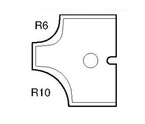 HW Profilmesser R6/R10 zu WPL Abrundfräser (C070), 25x25x2mm