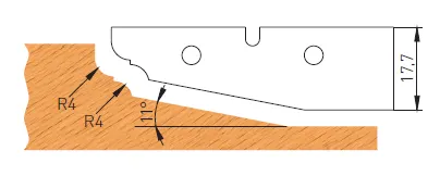 HW Profilmesser zu Abplattfräser, 60x17.7x2mm, oben