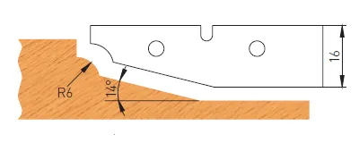 HW Profilmesser zu Abplattfräser, 60x16x2mm, oben
