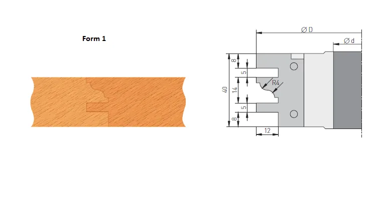 HW Profilmesser zu Konterprofilfräser Form 1, 40x26x2mm