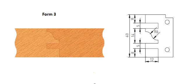HW Profilmesser zu Konterprofilfräser Form 3, 40x26x2mm