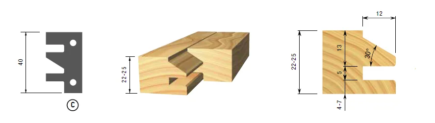 HW Profilmesser zu Konterprofilfräser Profil C, 40x25x2mm