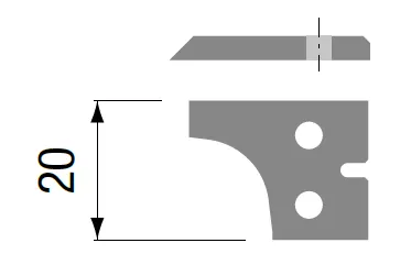 HW Profilmesser zu Hobelkopf, R5, 20x29.1x2mm, RL, oben