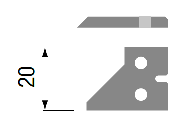 HW Profilmesser zu Hobelkopf, 45°, 20x29.1x2mm, RL, unten