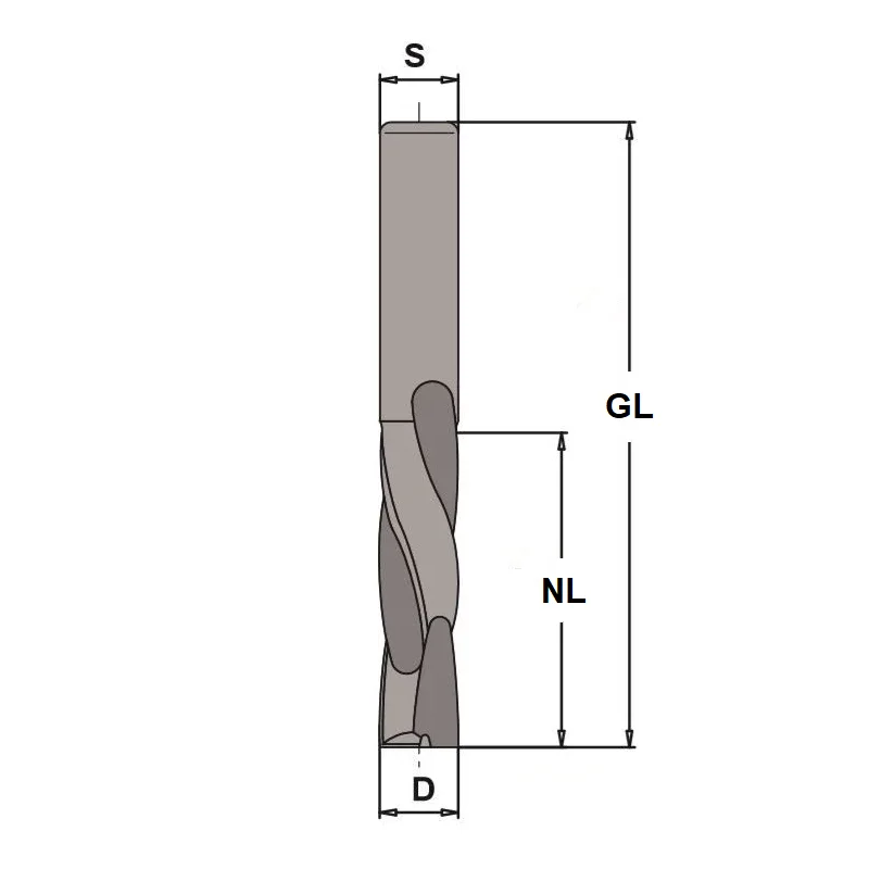 VHM Schlichtfräser Up/Down Z2+2 "PLT", D=12mm, NL=42mm, GL=100mm, S=12mm, R